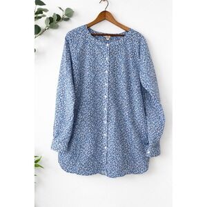 Duluth Trading Co Womens Floral Button Down Tunic Top Blouse XL Prairie Cottage